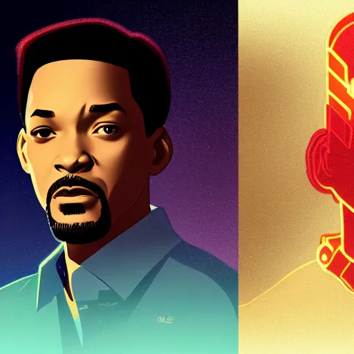 Prompt: Will Smith as Tony Stark, ambient lighting, 4k, alphonse mucha, lois van baarle, ilya kuvshinov, rossdraws, artstation