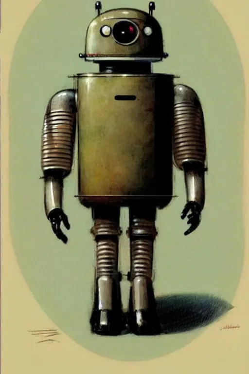 Prompt: ( ( ( ( ( 1 9 5 0 s retro future robot android butler. muted colors. ) ) ) ) ) by jean - baptiste monge!!!!!!!!!!!!!!!!!!!!!!!!!!!!!!