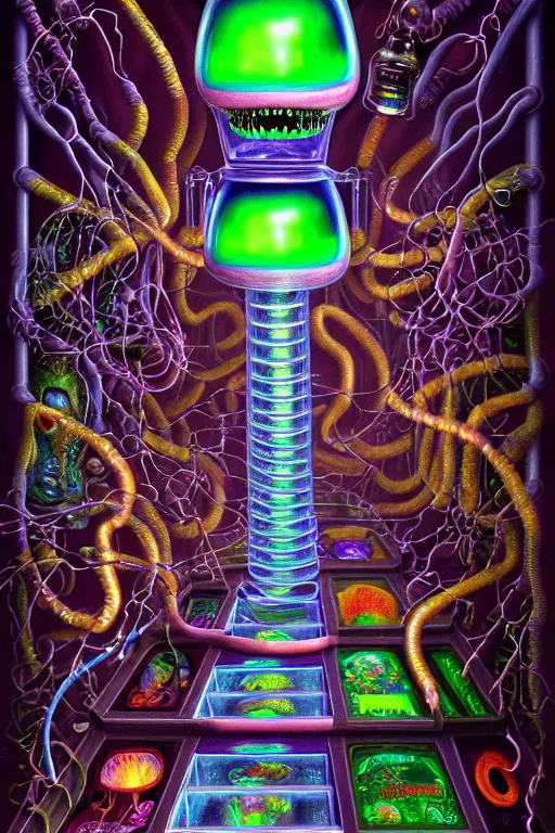 Image similar to a photorealistic painting of the transparent jelly nightmare cemetery horror machine electronic technology chemistry by johfra bosschart, lisa frank, dark fantasy art, high detail, trending on artstation