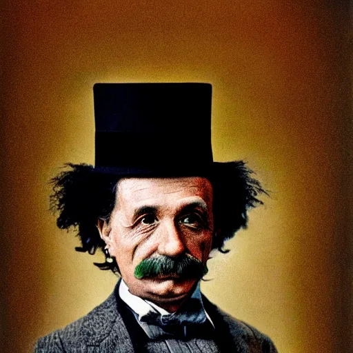 Prompt: top hat einstein portrait