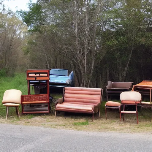 Image similar to furniture on the side of the road,