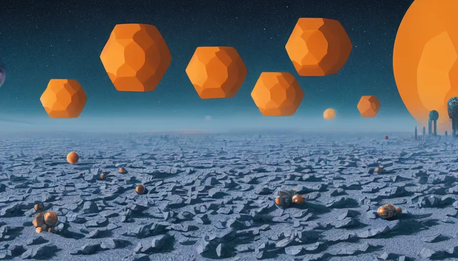 Prompt: hexagons traveling the sun in space, planet earth in foreground, simon stalenhag