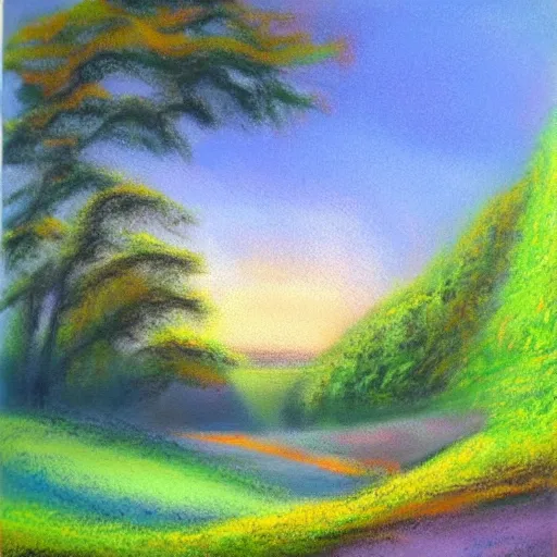 Prompt: beautiful landscape, pastel painting