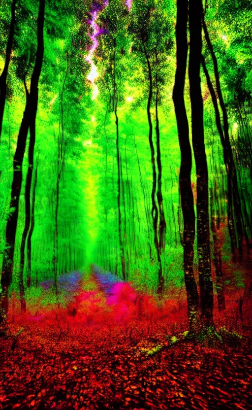 Image similar to trippy psychedelic enchanged forest