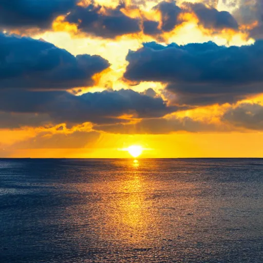 Image similar to The sunset light shines on the sea, sparkling, warm tones, 8K photo