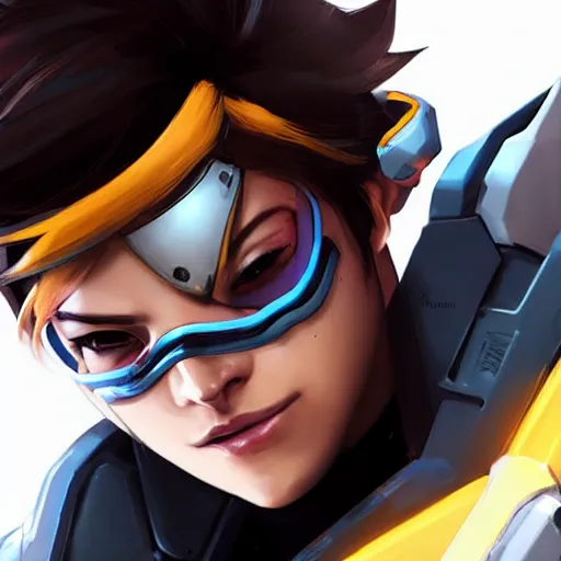 overwatch tracer wearing a cyberkinetic mask, digital, Stable Diffusion