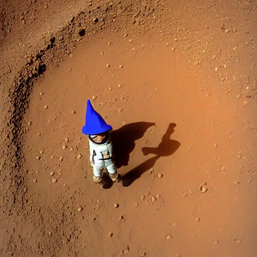 Prompt: Garden Gnome on Mars, NASA photograph