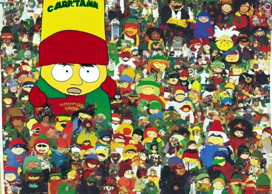 Image similar to cartman from south park is a rasta man collage