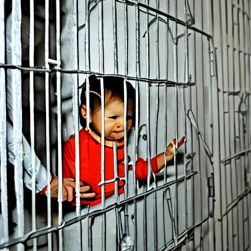 Image similar to baby inside a prison