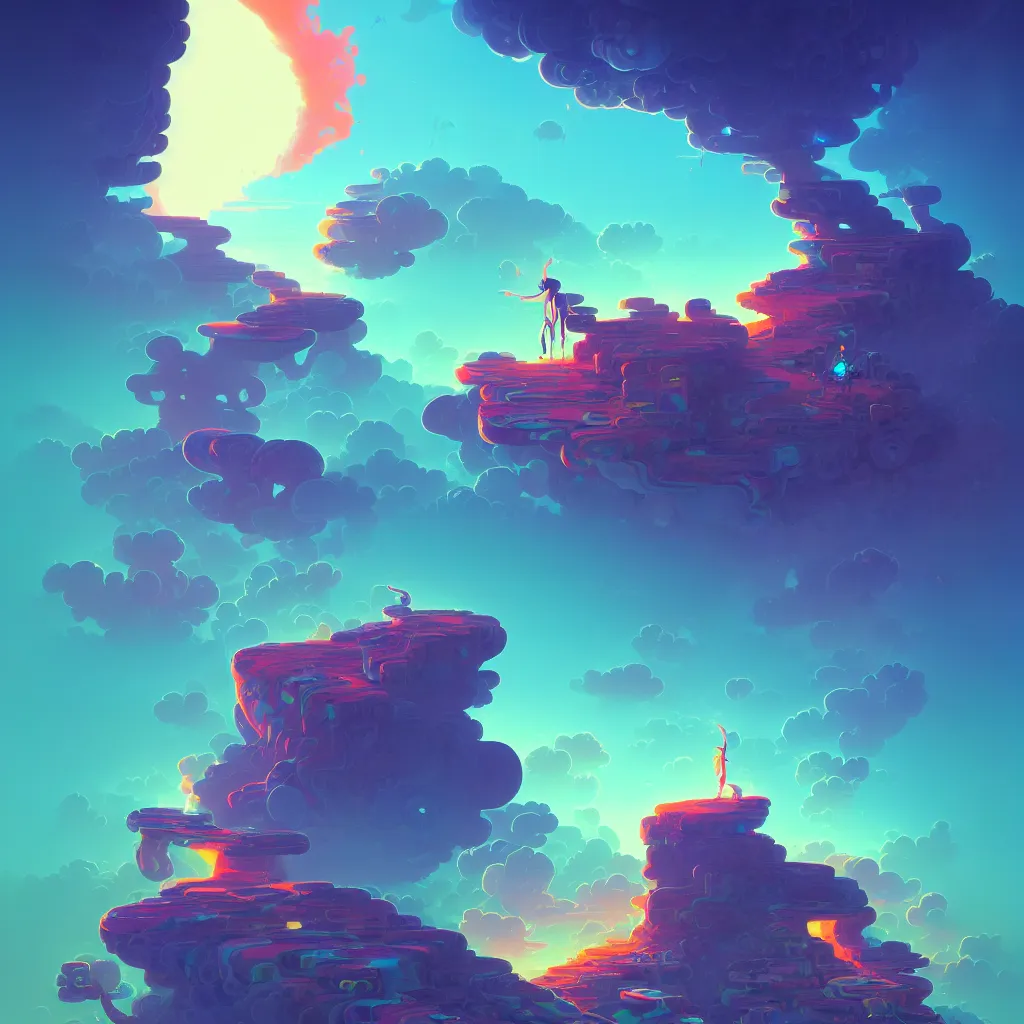 Image similar to a micro-service deployed to a datacenter, road, connector, defence, wall, cloud, security, cyber, attack vector, trending on Artstation, painting by Jules Julien, Leslie David and Lisa Frank and Peter Mohrbacher and Alena Aenami and Dave LaChapelle muted colors with minimalism