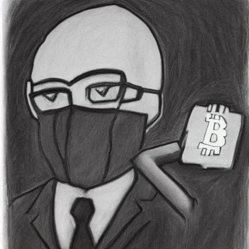 Image similar to charcoal drawing of a doctor that loves bitcoin