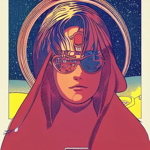 Image similar to kaia gerber retro minimalist portrait moebius starwatcher comic by jean giraud, 8 k