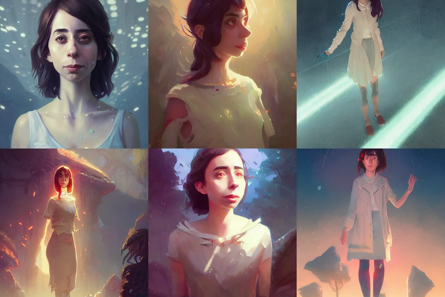 Prompt: Highly detailed full-body portrait of poor Cristin Milioti, fantasy art by Greg Rutkowski, Loish, Rhads, Makoto Shinkai and Lois van baarle, ilya kuvshinov, rossdraws global illumination, radiant light, detailed and intricate environment