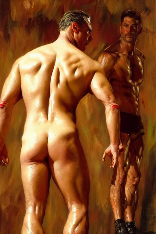 Image similar to muscular sweaty doctor, hospital painting by gaston bussiere, craig mullins, j. c. leyendecker, tom of finland