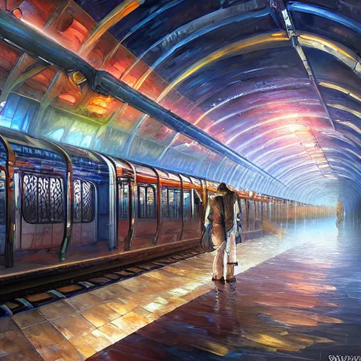 Image similar to subway station cryengine render by android jones, james christensen, rob gonsalves, leonid afremov and tim white