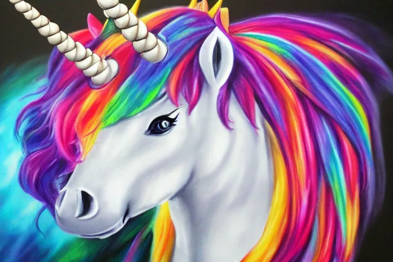 Prompt: badly done cheesy unicorn airbrush art