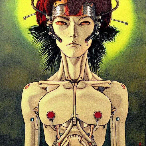 Prompt: prompt : portrait of cyborg painted in miyazaki color style drawn by katsuhiro otomo and takato yamamoto, inspired by fables, china doll face, smooth face feature, intricate oil painting, high detail, sharp high detail, manga and anime 2 0 0 0