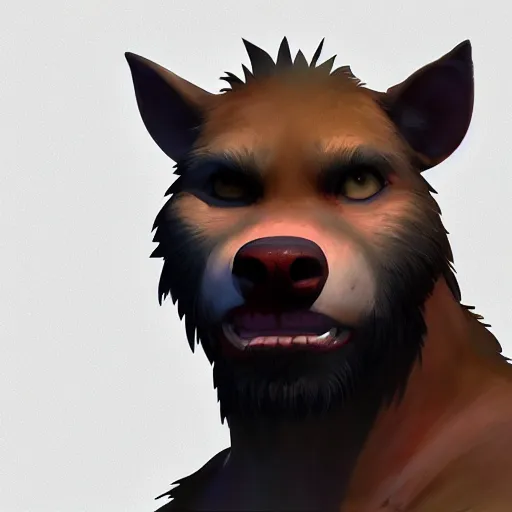 Image similar to Portrait of a Gnoll, mattepainting concept Blizzard pixar maya engine on stylized background splash comics global illumination lighting artstation lois van baarle, ilya kuvshinov, rossdraws