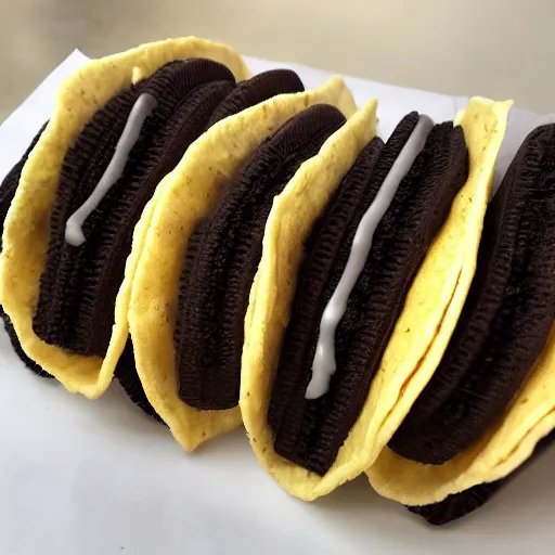 Image similar to New taco Bell TacOreo - a taco with an oreo shell