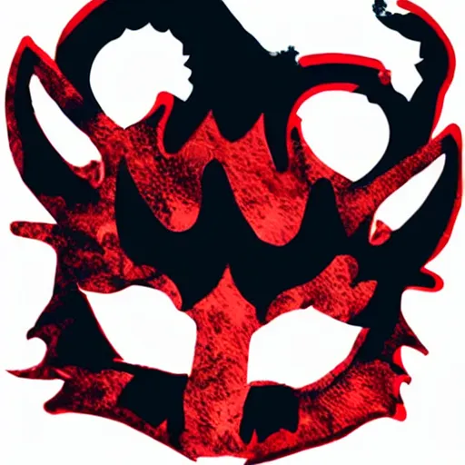 Image similar to die cut sticker, princess mononoke mask, splatter paint