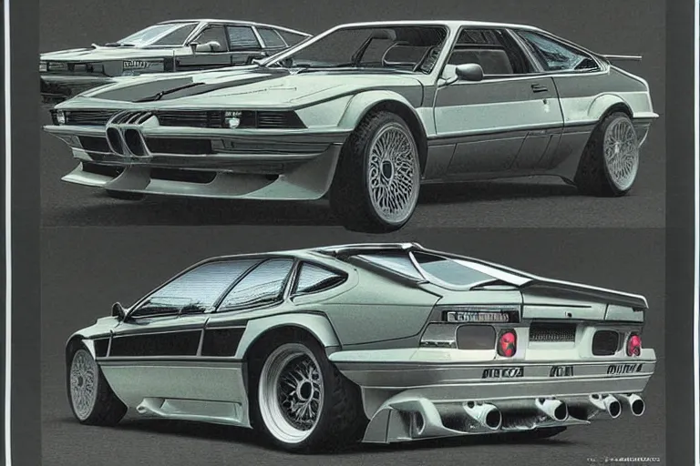 Prompt: intricate, 3 d, 1 9 7 4 bmw m 1, style by caspar david friedrich and wayne barlowe and ted nasmith.