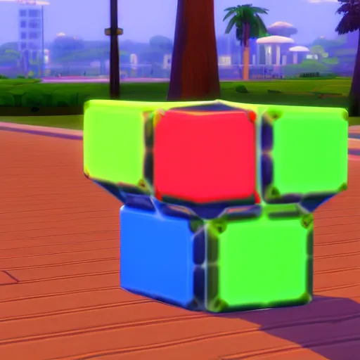 Prompt: magic cube filled with oil, the sims 4