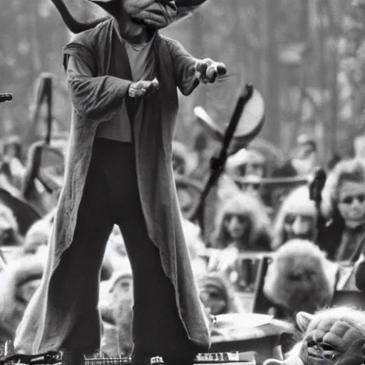 Image similar to yoda performing at woodstock