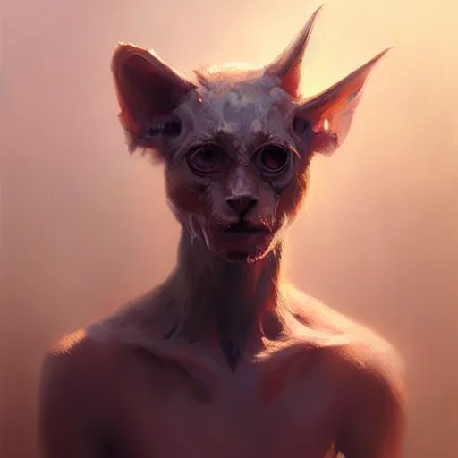 Image similar to humanoid animal, shocking, concept art oil painting, portrait ethereal by jama jurabaev, greg rutkowski extremely detailed, brush hard, artstation, soft light