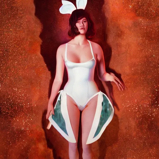 Image similar to detailed film still of mary winstead wearing a playboy bunny outfit, 8 k, by greg rutkowski, artgerm, global illumination