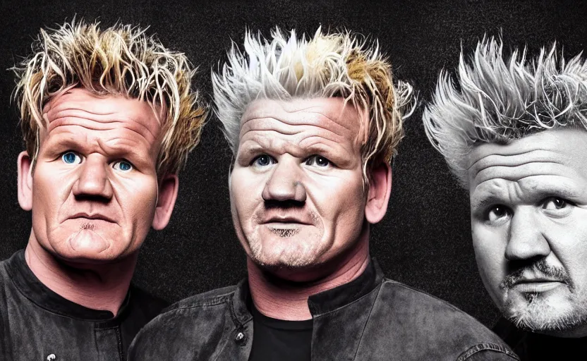 Image similar to surreal detailed photograph of gordon ramsay and guy fieri by artist charlie white, 4 k image, odd, surreal!