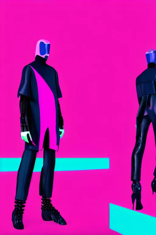 Image similar to a leaked screenshot of balenciagas 2 0 4 9 ad campaign, dayglo pink, dayglo blue, trending on artstation