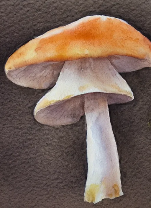 Prompt: a detailed watercolor painting of a mushroom, study, hyper - realistic