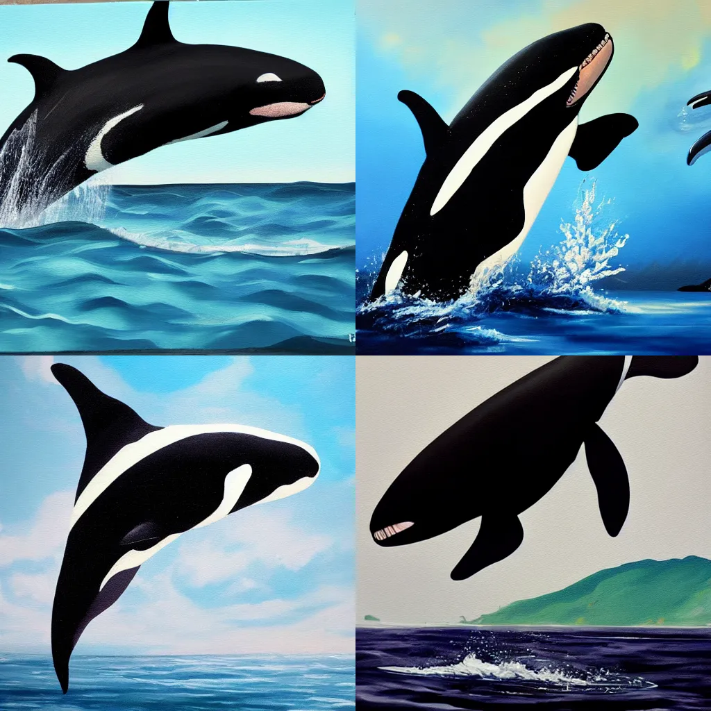 Prompt: artstation painting of oversized killer whale
