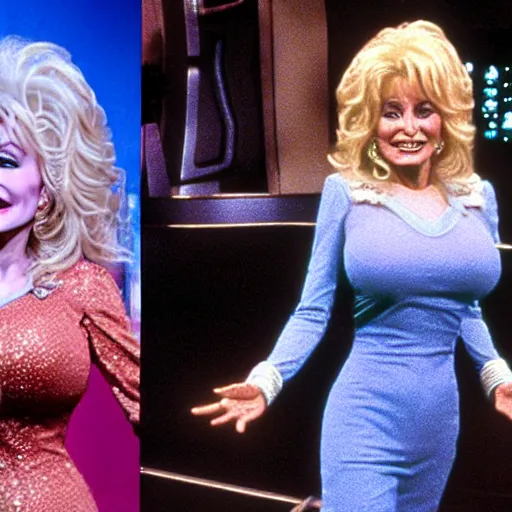 Image similar to Dolly Parton guest stars on an episode of Star Trek: Deep Space Nine