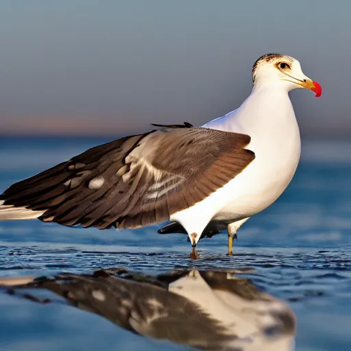 Image similar to High resolution!! Seagull with Hawk wings, photorealistic, National geographic, 8K