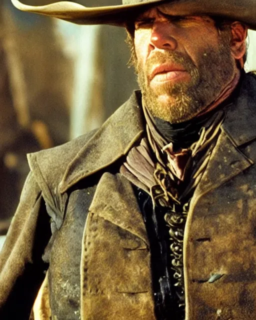 Image similar to film still close up shot of ron perlman in the movie a fistful of dollars. photographic, photography