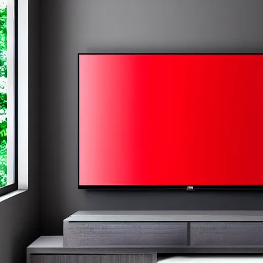 Image similar to a TV on a red background 8k hdr very detailed