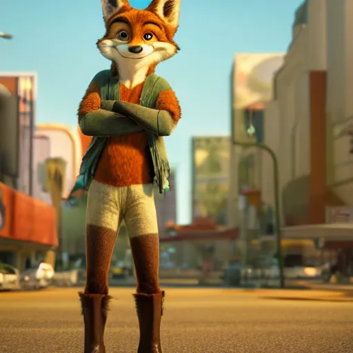 Prompt: half body shot, 3 d render, anthropomorphic coyote male, wearing along brown leather maxi coat, in the style of zootopia, highly detailed attributes and atmosphere, dim volumetric cinematic lighting