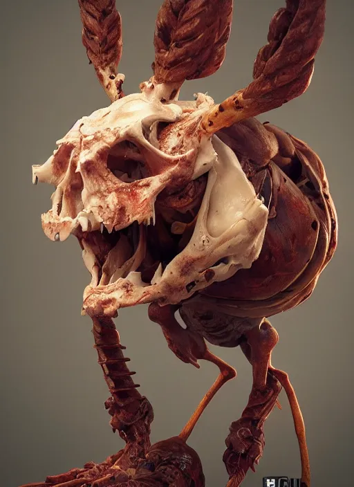 Prompt: bone chicken, hyper detailed, digital art, trending in artstation, cinematic lighting, studio quality, smooth render, unreal engine 5 rendered, octane rendered, art style by klimt and nixeu and ian sprigger and wlop and krenz cushart.