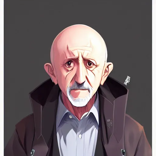 Image similar to portrait of mike ehrmantraut the incarnation of fingers, anime fantasy illustration by tomoyuki yamasaki, kyoto studio, madhouse, ufotable, trending on artstation