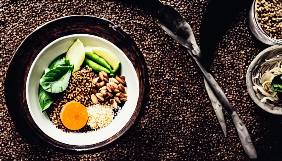 Image similar to budha bowl, food photography, cinematic, instagram