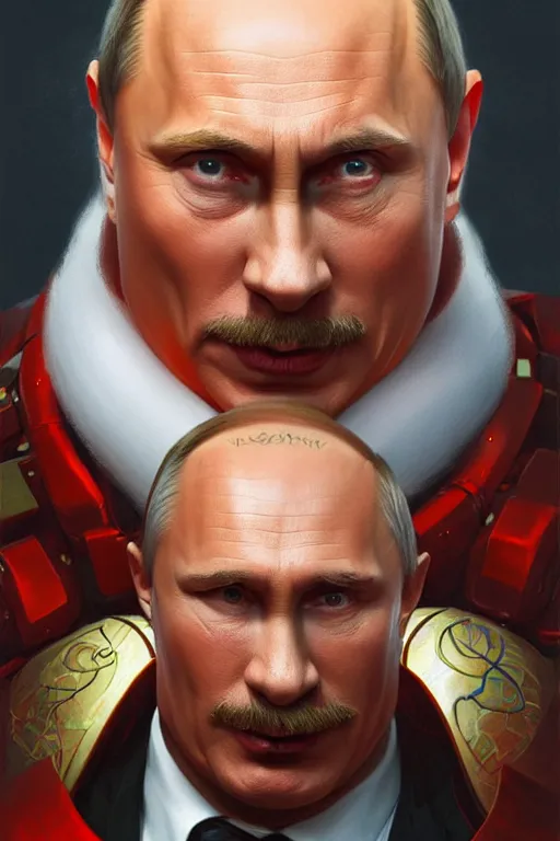 Image similar to vladimir putin as an evil stupid robotnik dr eggman, realistic portrait, symmetrical, highly detailed, digital painting, artstation, concept art, smooth, sharp focus, illustration, cinematic lighting, art by artgerm and greg rutkowski and alphonse mucha