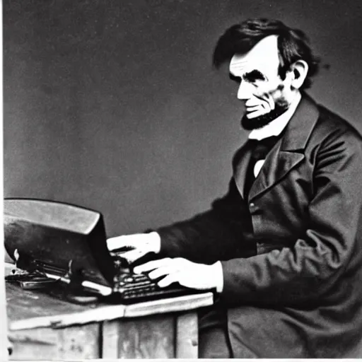 old photograph of Abraham Lincoln repairing a Computer | Stable ...