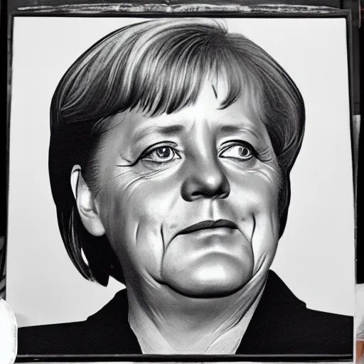 Image similar to Angela Merkel as a dirty truck driver, 35mm, photorealistic