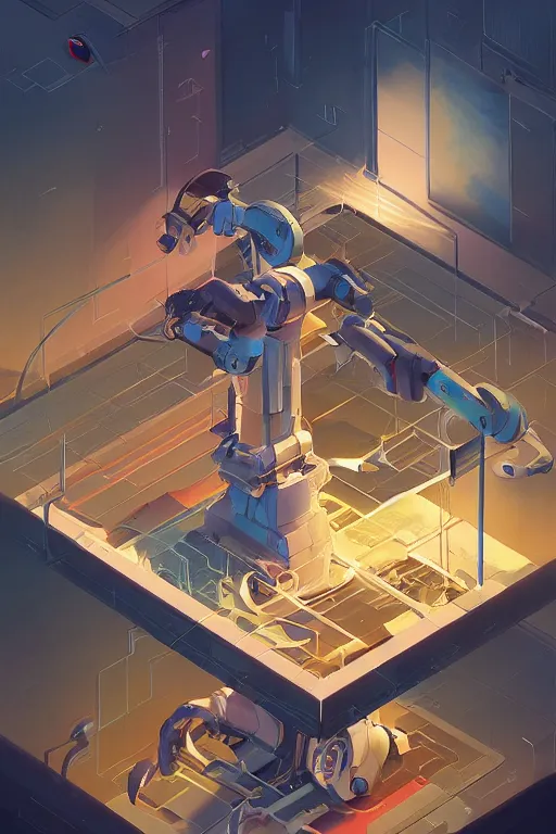 Prompt: Isometric Complex AI robot structure, by Jesper Ejsing, RHADS, Makoto Shinkai and Lois van baarle, ilya kuvshinov, rossdraws global illumination