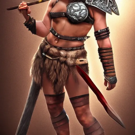 Image similar to full body photo of a female barbarian warrior