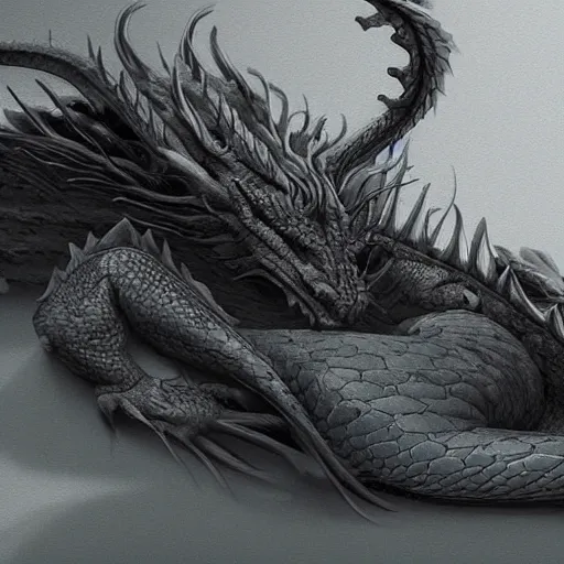 Prompt: sleeping dragon, 4 k digital art, artstation