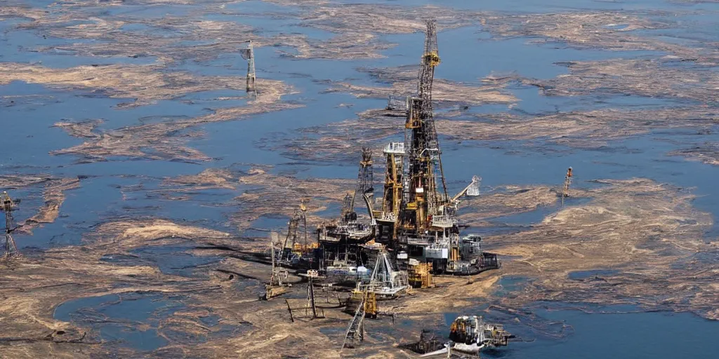 Prompt: the oil rigs are poisoning planet earth