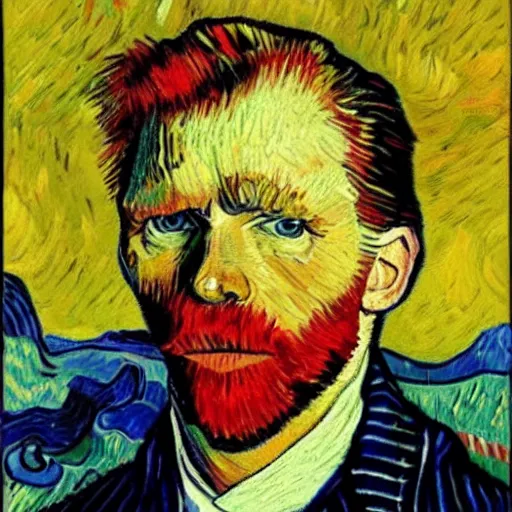 Image similar to self portrait of Donald trump in style of Van Gogh