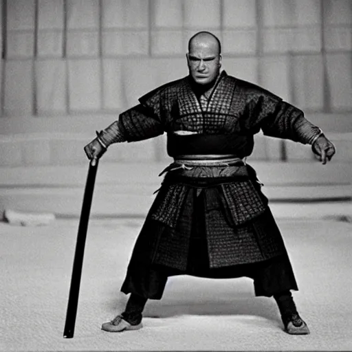 Prompt: a film still of Kurt angle as samurai